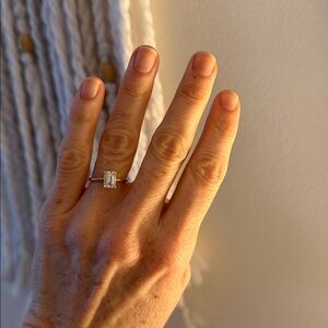 1 CT. Moissanite emerald cut engagement ring 14k yellow gold   Size 6 approx